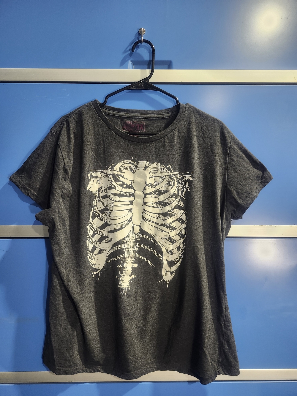 Crazy Dog Charcoal Gray Ribcage Graphic Tee Size XXL